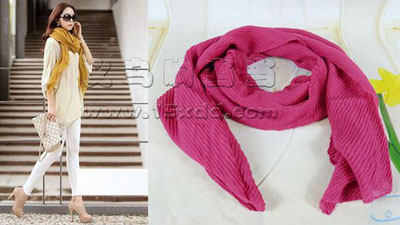 秋冬保暖长女纯色棉麻百搭褶皱围巾 丝巾两用披肩 -时尚百搭围巾