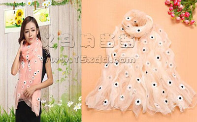 新款百花争艳印花巴厘纱围巾 学生丝巾 -时尚花女保暖围巾