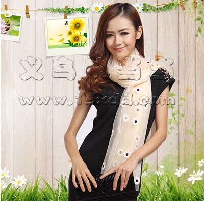 新款百花争艳印花巴厘纱围巾 学生丝巾 -时尚花女保暖围巾