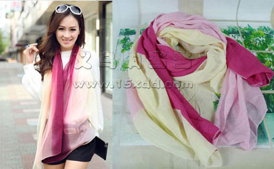 新款女士秋冬长款丝巾 围巾披肩两用超长 -女士保暖棉麻七彩	