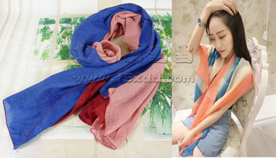 新款女士秋冬长款丝巾 围巾披肩两用超长 -女士保暖棉麻七彩	