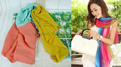 新款女士秋冬长款丝巾 围巾披肩两用超长 -女士保暖棉麻七彩