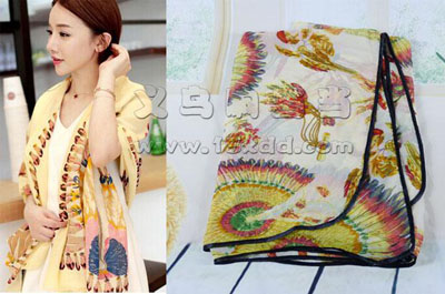 时尚韩版秋冬女孔雀围巾丝巾披肩两用 -潮流范雪纺围巾