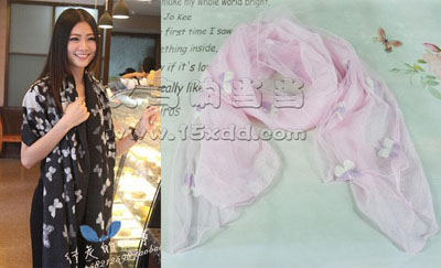  春天围巾女潮流丝巾-时尚蝴蝶结图案丝巾