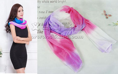  春秋纯色长款 -百搭渐变色围脖纱巾	