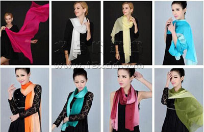 春秋纯色长款 -百搭渐变色围脖纱巾