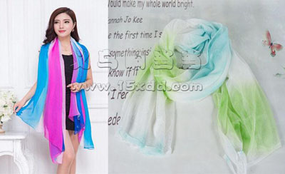 春秋纯色长款 -百搭渐变色围脖纱巾	