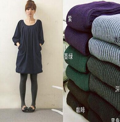 韩版针织条纹踩脚打底裤/踩脚袜