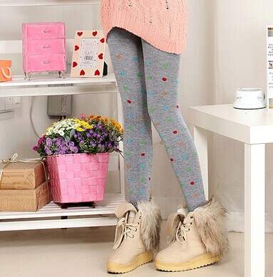 秋冬彩色圆点针织踩脚裤/打底裤	