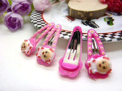 儿童发饰宝宝卡通鸭嘴夹边夹发卡边夹-长通小对夹4支装-12号	