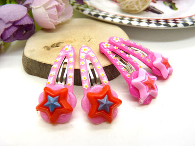 儿童发饰宝宝卡通鸭嘴夹边夹发卡边夹-长通小对夹4支装-12号	