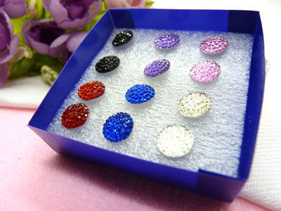 糖果色立方体水立方防过敏塑料针耳钉批发可爱气质整盒