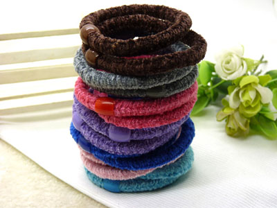 人气百搭款百搭高弹力糖果色绒绒发圈/发绳/头绳 盘发绳-粗毛线圈-35号