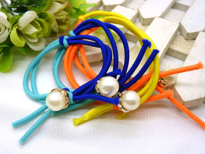 正品小时代同款蕾丝绢纱珍珠时尚蝴蝶结发绳头绳-23-10号	