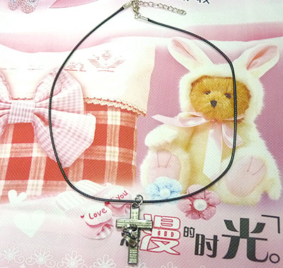 黑蜡皮绳钢扣个性时尚/项链	