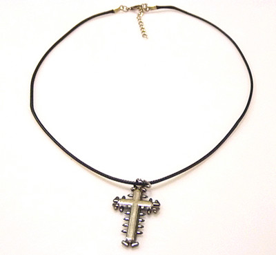 黑蜡皮绳钢扣个性时尚/项链	