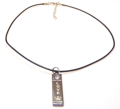 黑蜡皮绳钢扣个性时尚/项链	