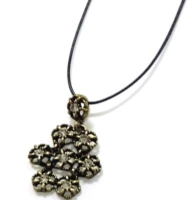 欧美风复古钩花镂空古铜色项链	