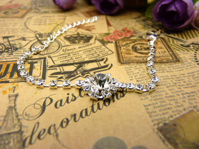 925纯银手链 女 水晶 情侣银首饰品手链子	