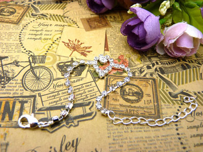 925纯银手链 女 水晶 情侣银首饰品手链子