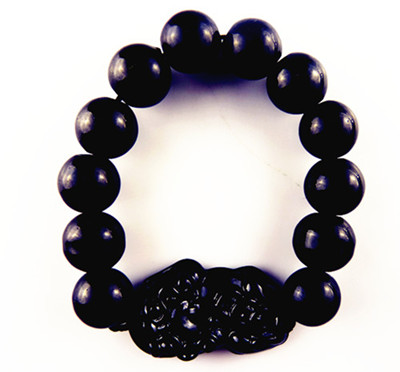 天然黑曜石/转运/防小人/招财/辟邪/保平安/貔貅手链 12#