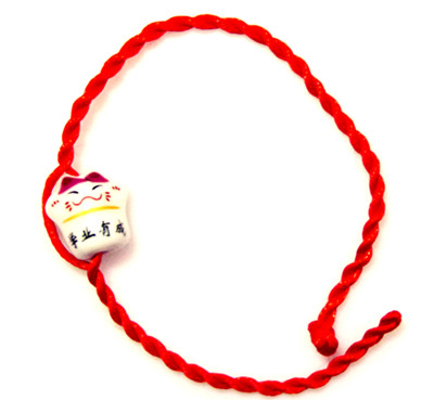 节日吉祥物/喜庆成语/陶瓷笑脸猫手链