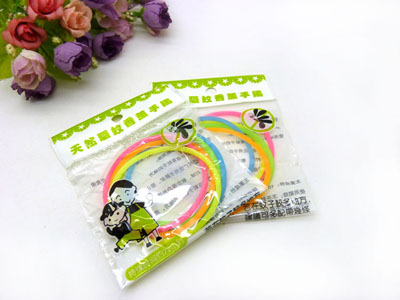 天然驱蚊荧光色手环手圈发圈 彩色橡皮筋 硅胶防蚊手链	