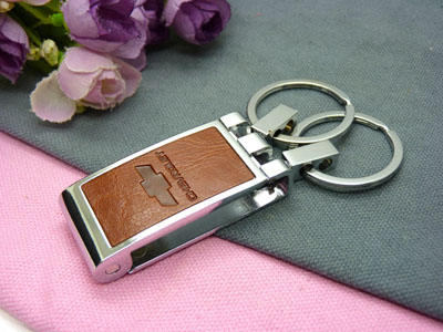 高档真皮男士钥匙挂扣汽车双圈男士商务礼品-真皮车标钥匙钢扣（礼盒装）7