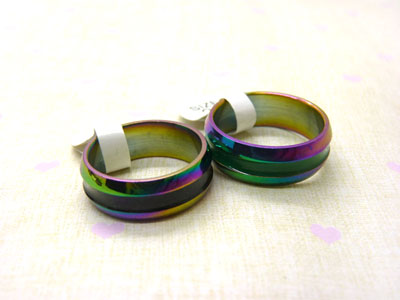 韩版情侣变色戒指女炫彩心动感温魔戒心电图男士指环	