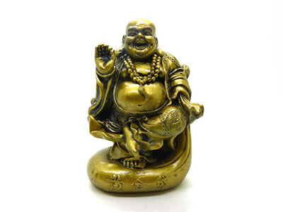 开光纯铜弥勒佛摆件 佛像 元宝 吸财黄金袋 聚财招财 -铜元宝佛	