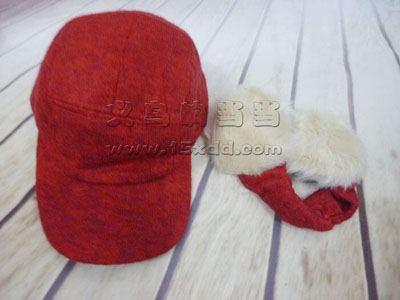 韩版秋冬天针织鸭舌帽子 毛线帽 潮冬季帽 -女士毛绒护耳帽	