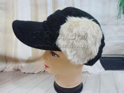 韩版秋冬天针织鸭舌帽子 毛线帽 潮冬季帽 -女士毛绒护耳帽	