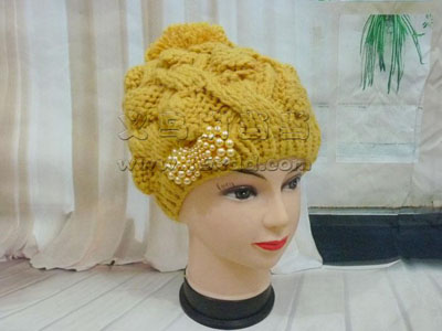 韩版冰岛毛线帽子麻花厚针织帽-手工针织套头护耳帽	