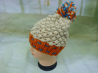  秋冬季女士针织帽菠萝纹冬帽 -时尚女保暖帽	