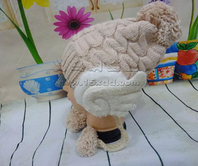 冬季新款毛毛护耳保暖挂绳帽 -韩版加厚毛线帽女	