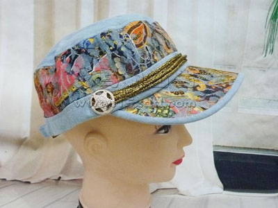 牛仔帽子女韩版潮帽时尚牛仔印花帽