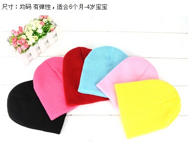 秋冬款全棉针织宝宝帽/儿童套头帽-七彩糖果色	