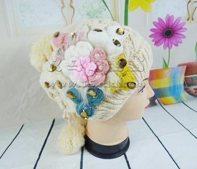  韩版潮可爱针织毛线帽 秋冬天女士 -时尚护耳帽子	