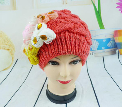 新款韩版潮时尚冬季保暖护耳针织帽-珍珠镶钻女士女生帽子