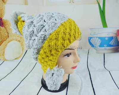 新款手工毛线帽子 -彩球帽菠萝秋冬帽子