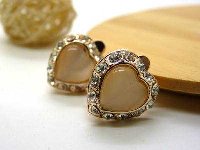 日韩镶钻山茶花水钻女 个性耳环耳夹 无耳洞防过敏	