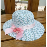 女夏天韩版时尚花朵草帽 小孩防晒帽遮阳盆帽 太阳帽编织潮流帽