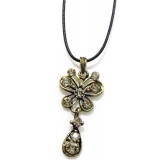 欧美风复古钩花镂空古铜色项链	