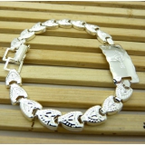 新款时尚男士仿白金手链 镀白金高仿白金饰品