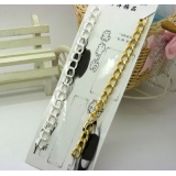 手链女韩版时尚韩版情侣多层手镯镀保色银饰品爱心之语手链 