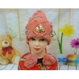 冬季帽子韩版潮可爱毛线帽-镶钻高档手工针织帽