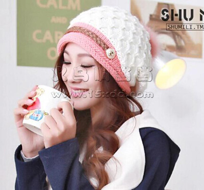 韩版针织毛线帽 秋冬天女...