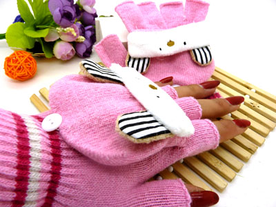 保暖便捷可爱卡通手工针织成人手套（46号）