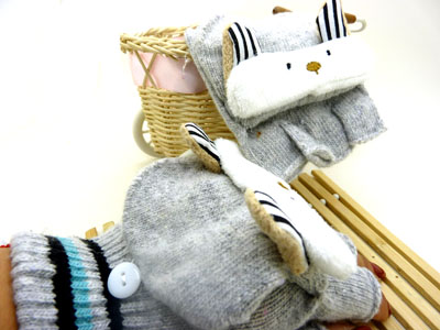 保暖便捷可爱卡通手工针织成人手套（46号）	