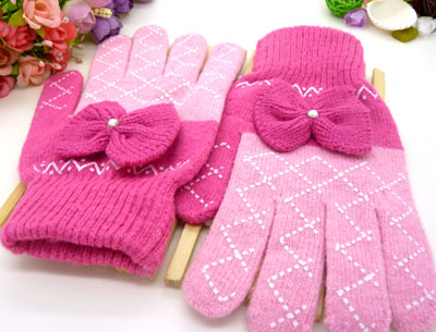 手工保暖手套加绒蝴蝶点砖个性曲线手套（40号）